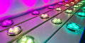 RGBW permanent LED puck lights installed in aluminum track with multiple colors illuminated