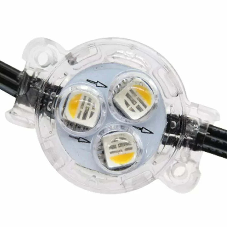 Home roofline illuminated with multicolor permanent RGBW LED lights at night