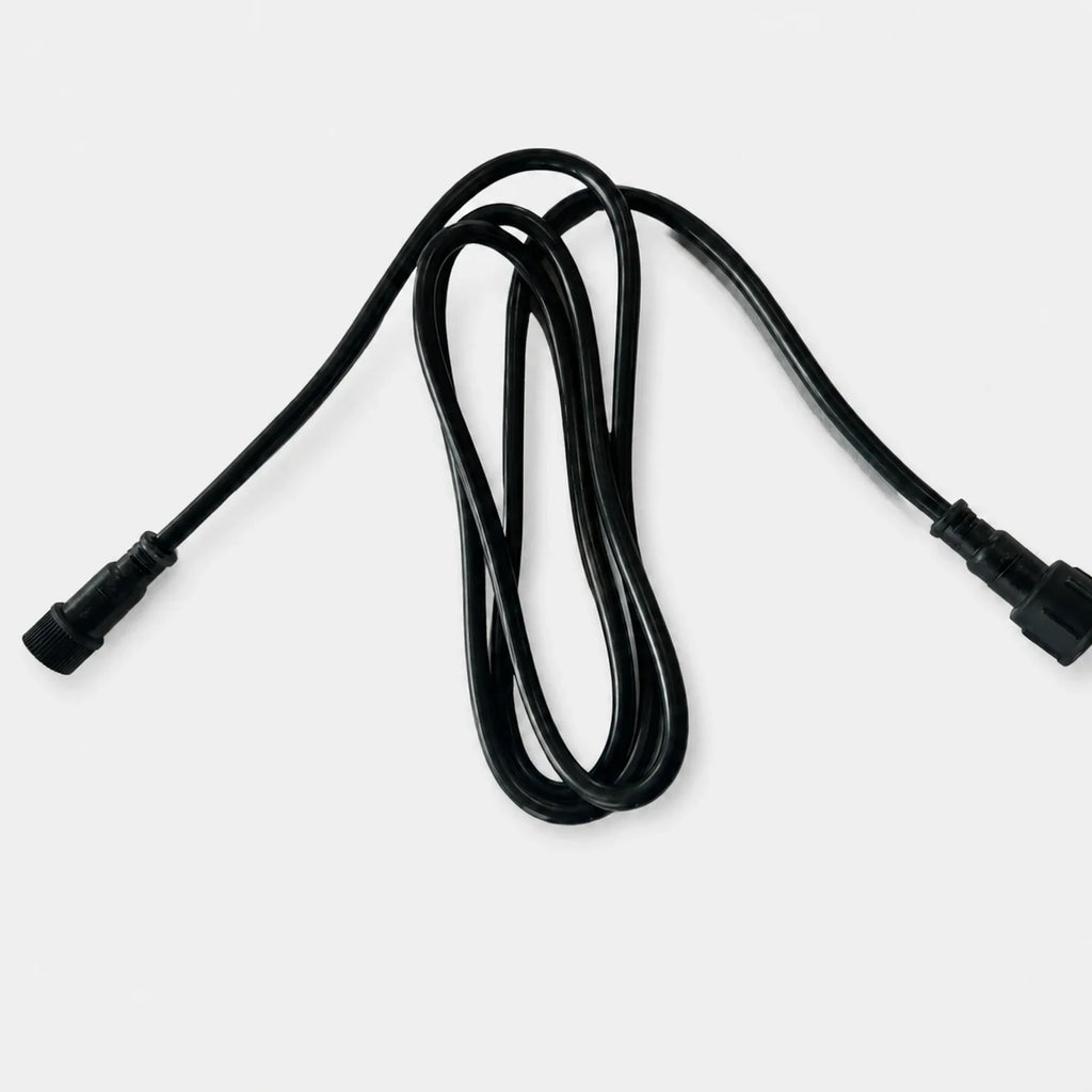Black xConnect extension cable with male and female connectors on a light gray background
