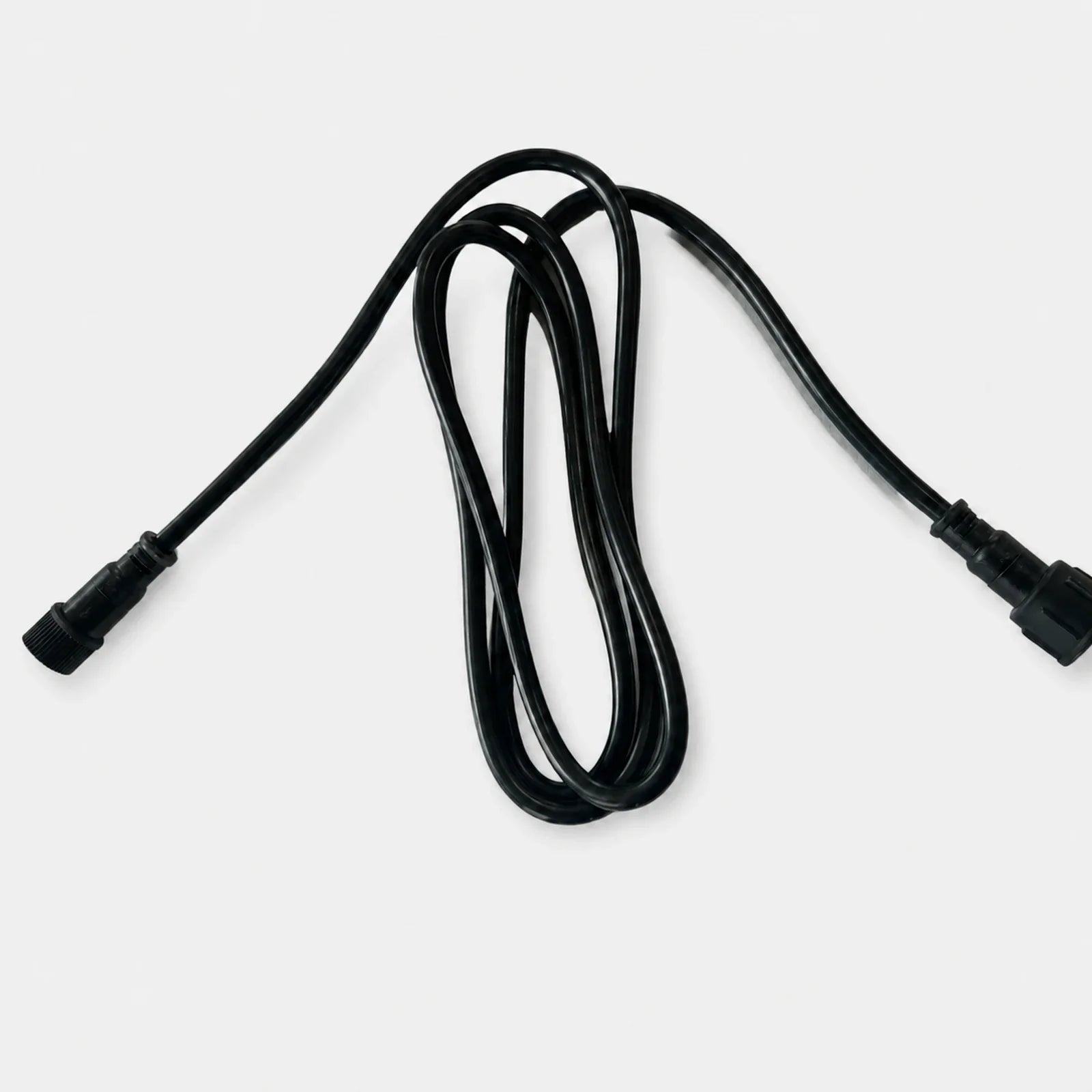Black xConnect extension cable with male and female connectors on a light gray background