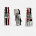 Three views of a transparent 2-port lever wire connector with red and black levers
