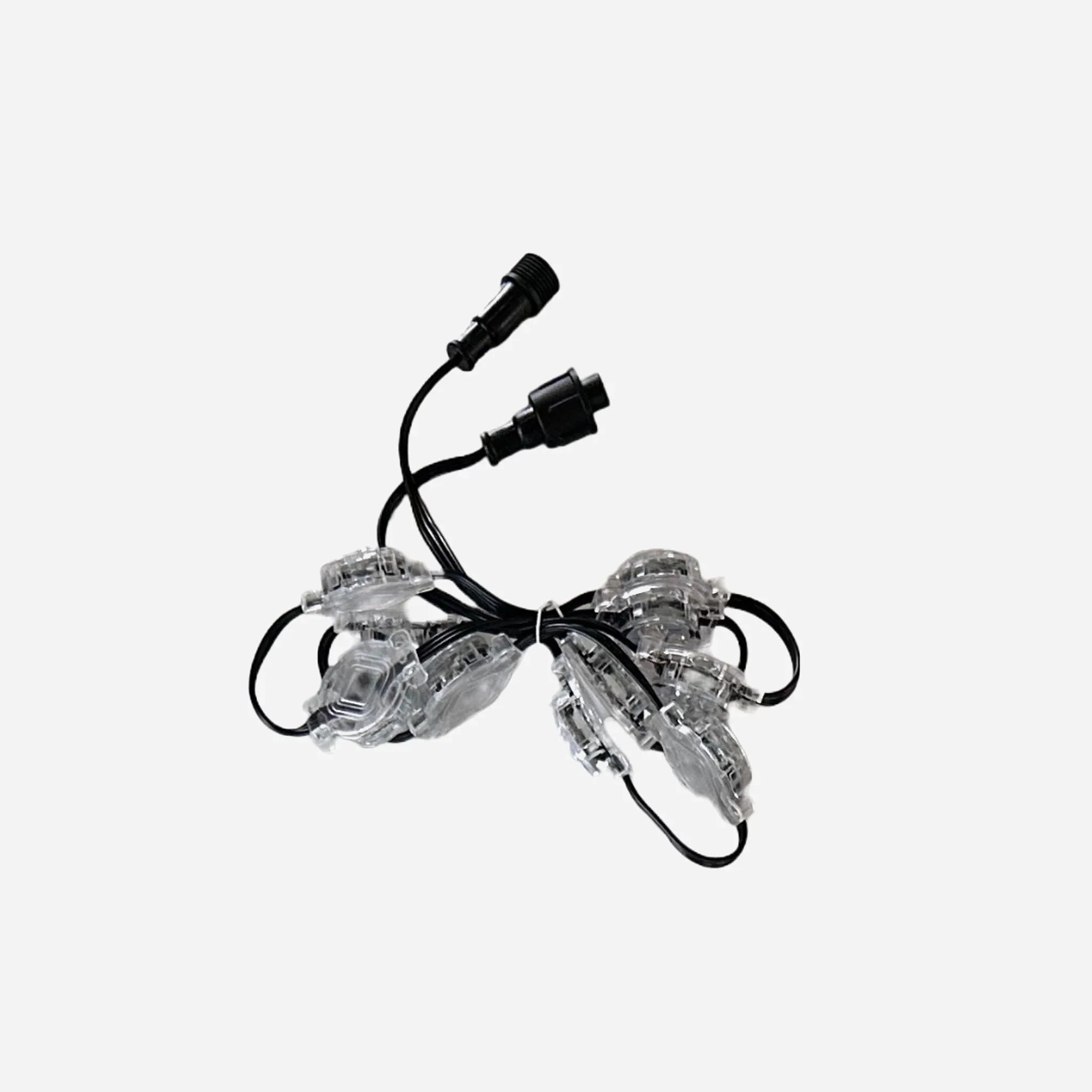Ten-light RGBW permanent LED puck string with waterproof connectors