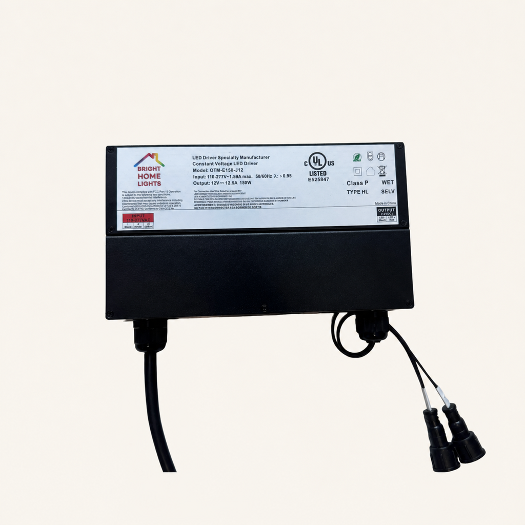 Bright Home Lights 150W 12V WLED controller on a warm neutral background