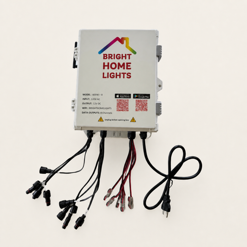 Bright Home Lights 600W eight-output WLED controller on a warm neutral background