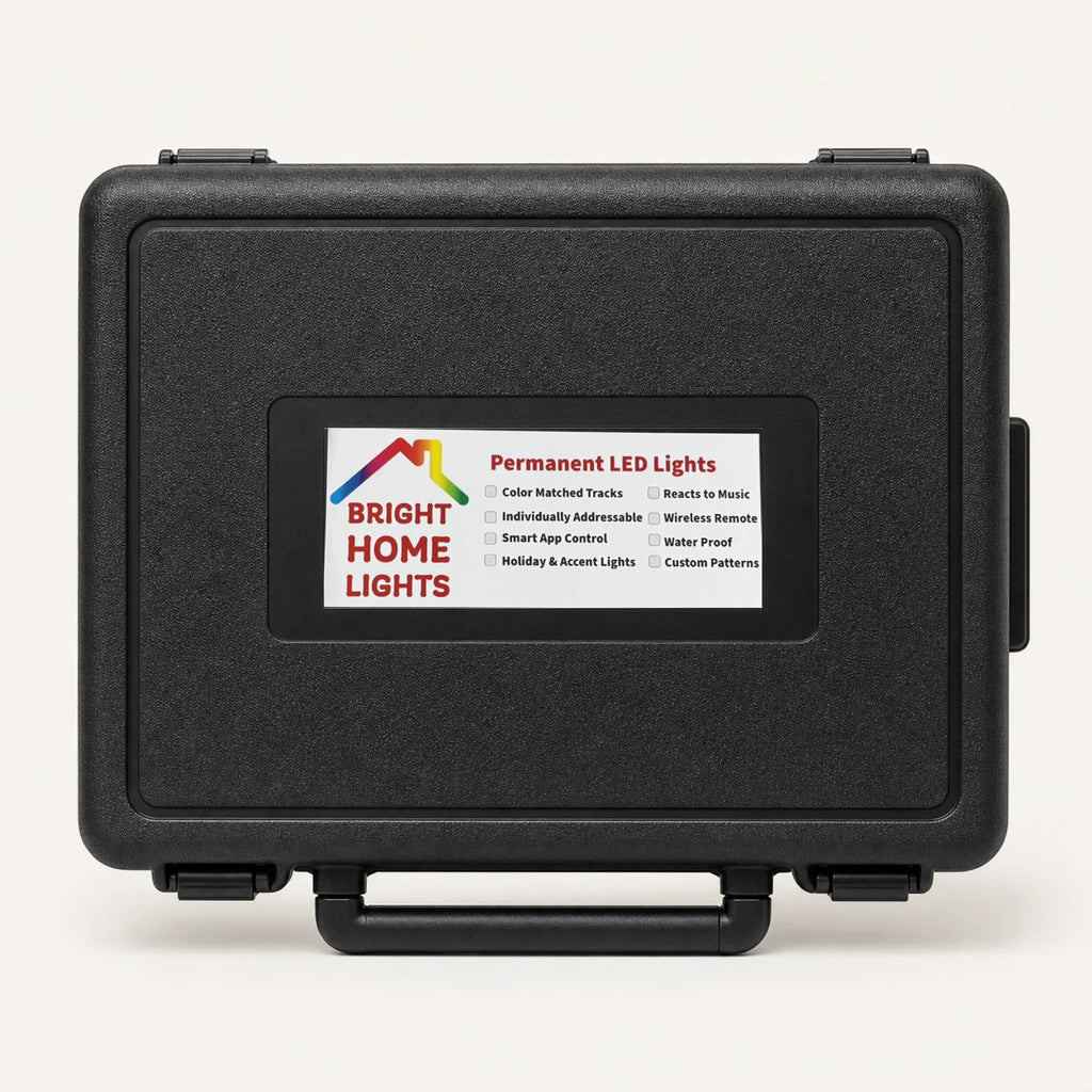 Closed Bright Home Lights permanent LED lighting demo briefcase